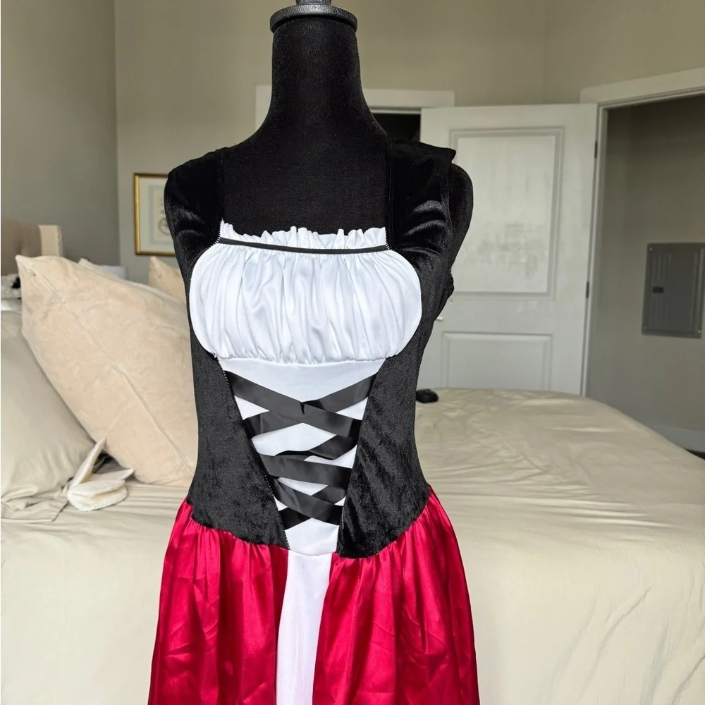 Leg Avenue Black and Red Pirate / Milkmaid Costume Dress
